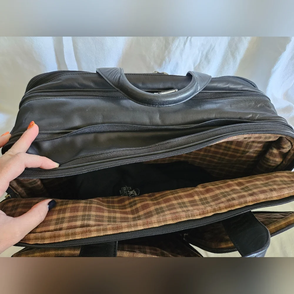Vintage El Portal Black Leather Briefcase Laptop Messenger Bag